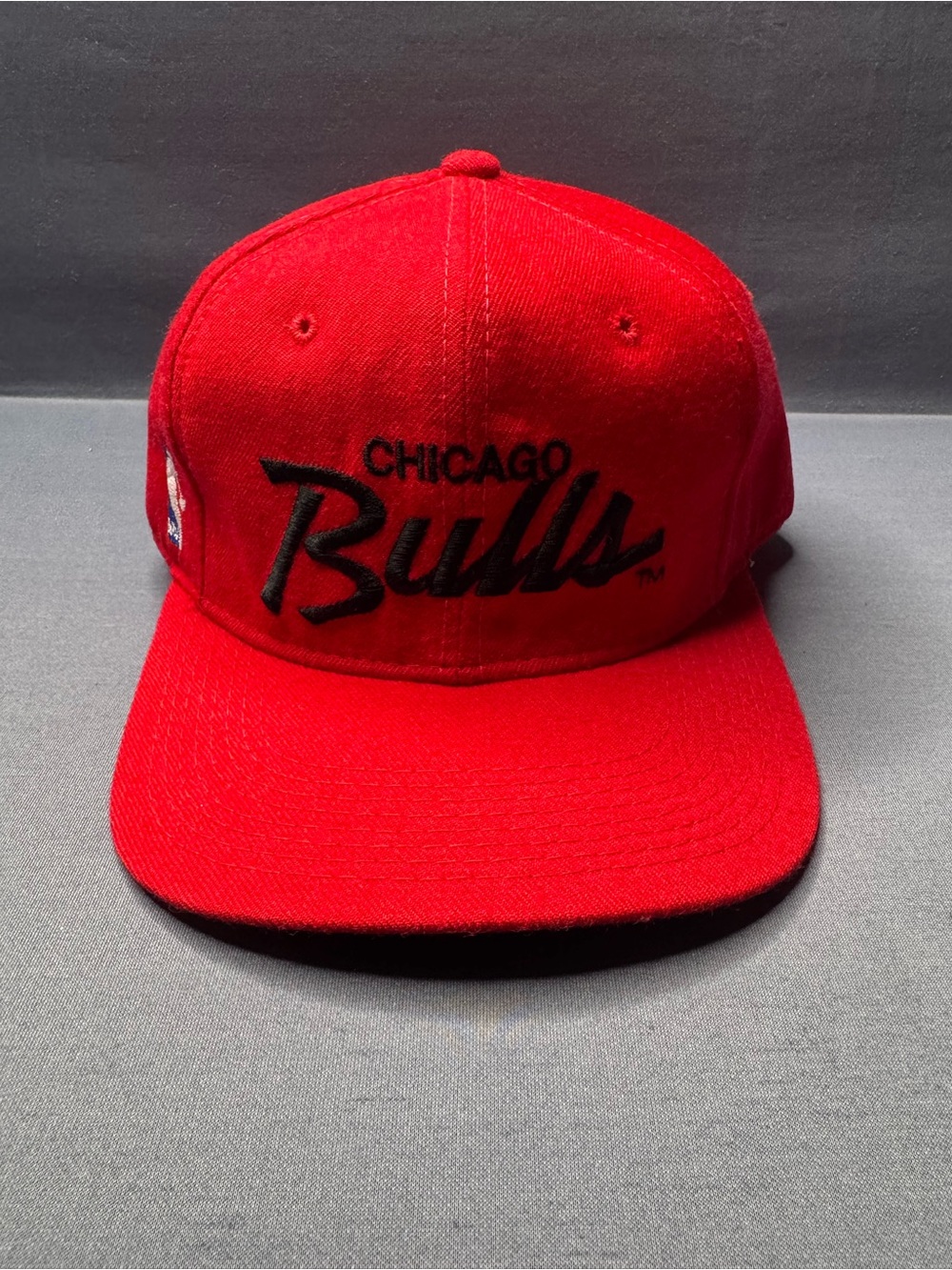 Vtg NBA Chicago Bulls Sports Specialties Red Single Line Script Plain Wool Hat